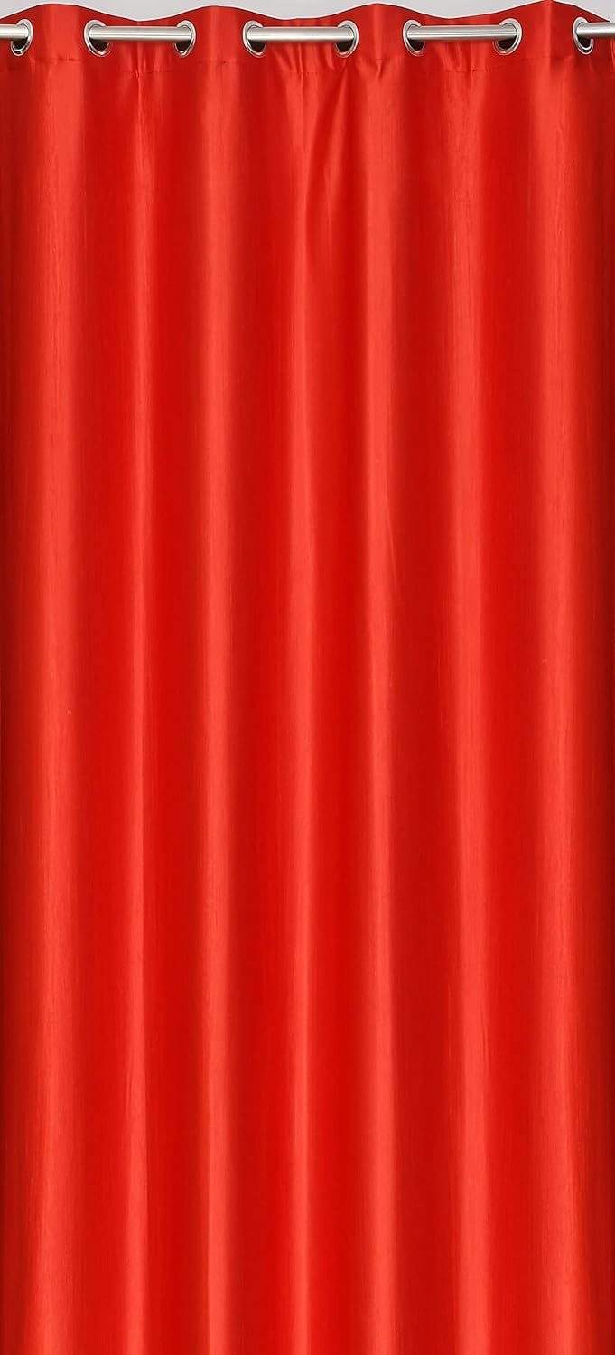 Long Crush Plain Curtain with Eyelet Rings | Solid Color Polyester Curtain for Window & Door | Semi Transparent Curtain for Bedroom, Living Room, Balcony & Home Decor (Blue, Door)