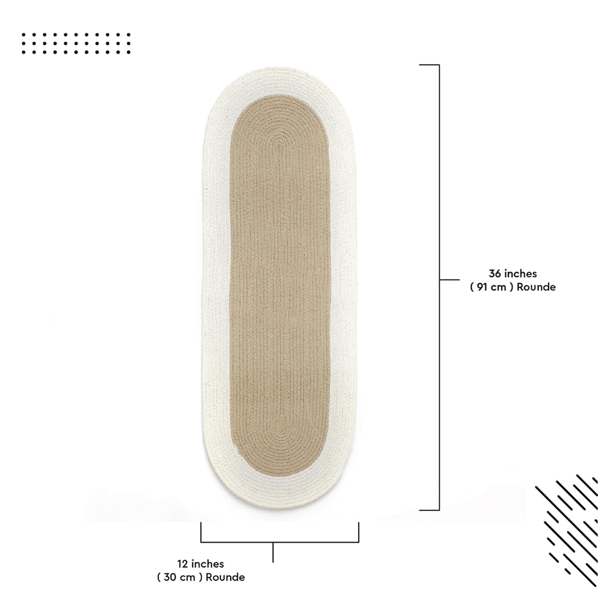Table Runner Oval, Linen Textured Table Runner for Dining Table, 30x91 cm Farmhouse Boho Table Decor for Home Kitchen, Everyday Wedding Party Holiday Table Setting (Beige & Off-White)