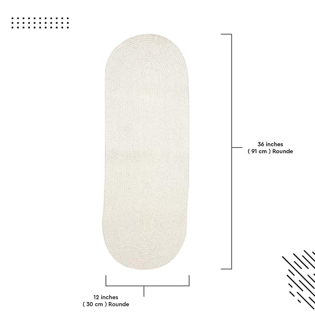 Table Runner Oval, Linen Textured Table Runner for Dining Table, 30x91 cm Farmhouse Boho Table Decor for Home Kitchen, Everyday Wedding Party Holiday Table Setting (Beige & Off-White)