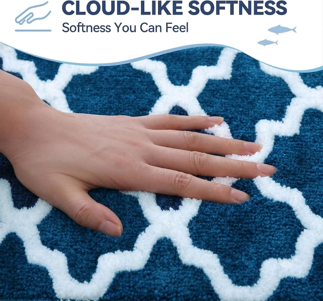 Microfiber Bath Mat 40x60 cm, Blue | Soft, Anti-Slip, Pack of 1