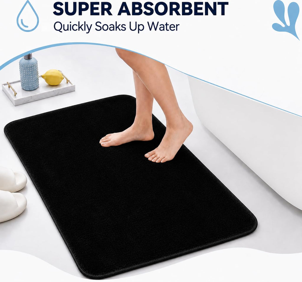 Bath Mat 40x60 cm | Soft Plush Quick Dry | Non-Slip Floor Mat