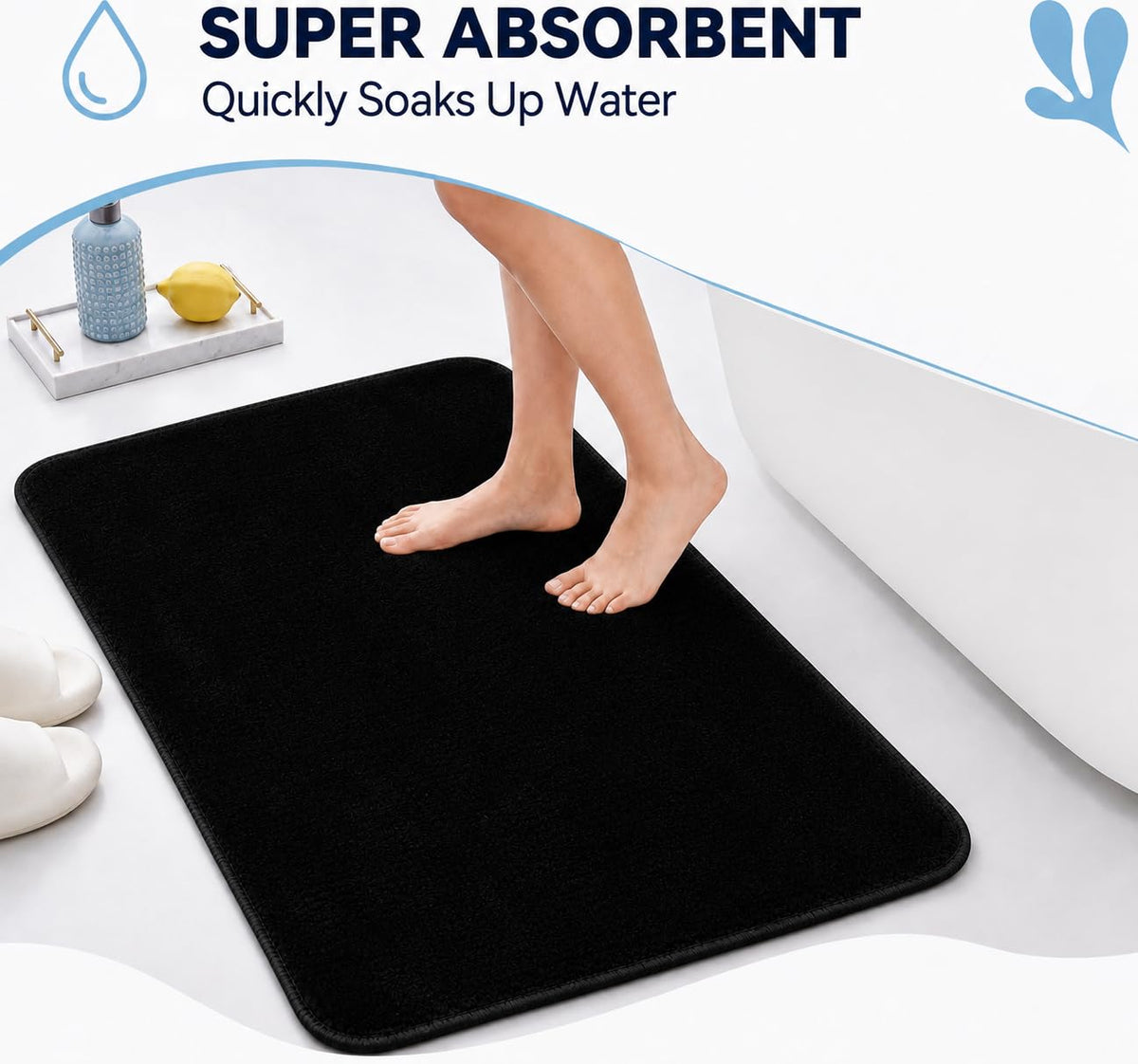 Bath Mat 40x60 cm | Soft Plush Quick Dry | Non-Slip Floor Mat