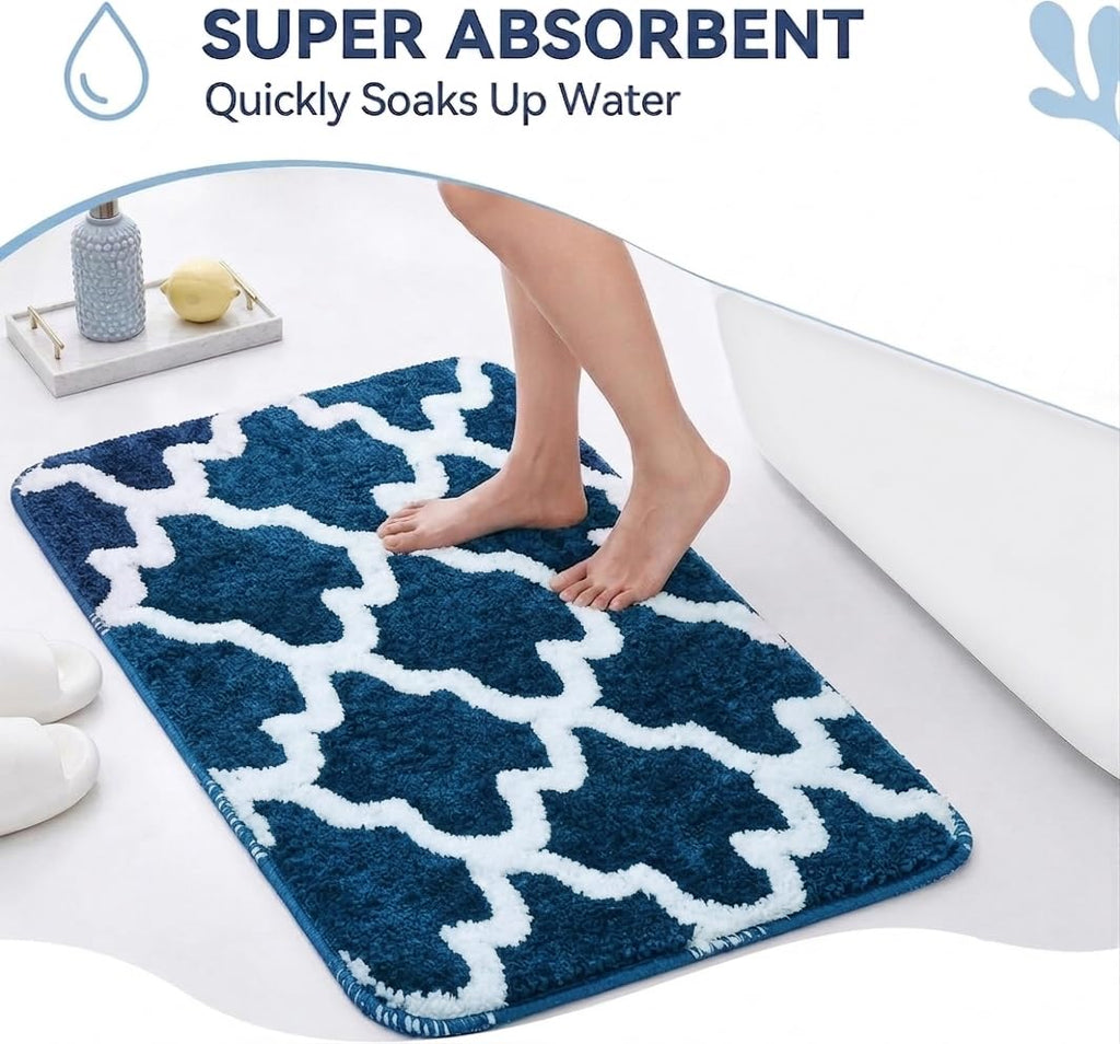 Microfiber Bath Mat 40x60 cm, Blue | Soft, Anti-Slip, Pack of 1
