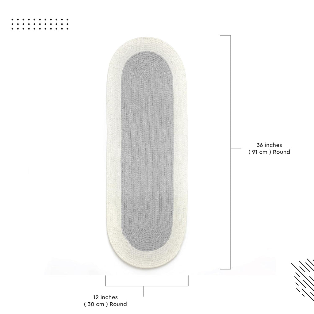 Table Runner Oval, Linen Textured Table Runner for Dining Table, 30x91 cm Farmhouse Boho Table Decor for Home Kitchen, Everyday Wedding Party Holiday Table Setting (Beige & Off-White)
