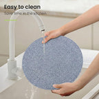 Cotton Round Braided Placemats & Coasters Set, Beige | 6 Placemats (30 cm) + 6 Coasters (11 cm) | Heat Resistant, Eco-Friendly, Easy to Clean | Includes Storage Box (Blue)