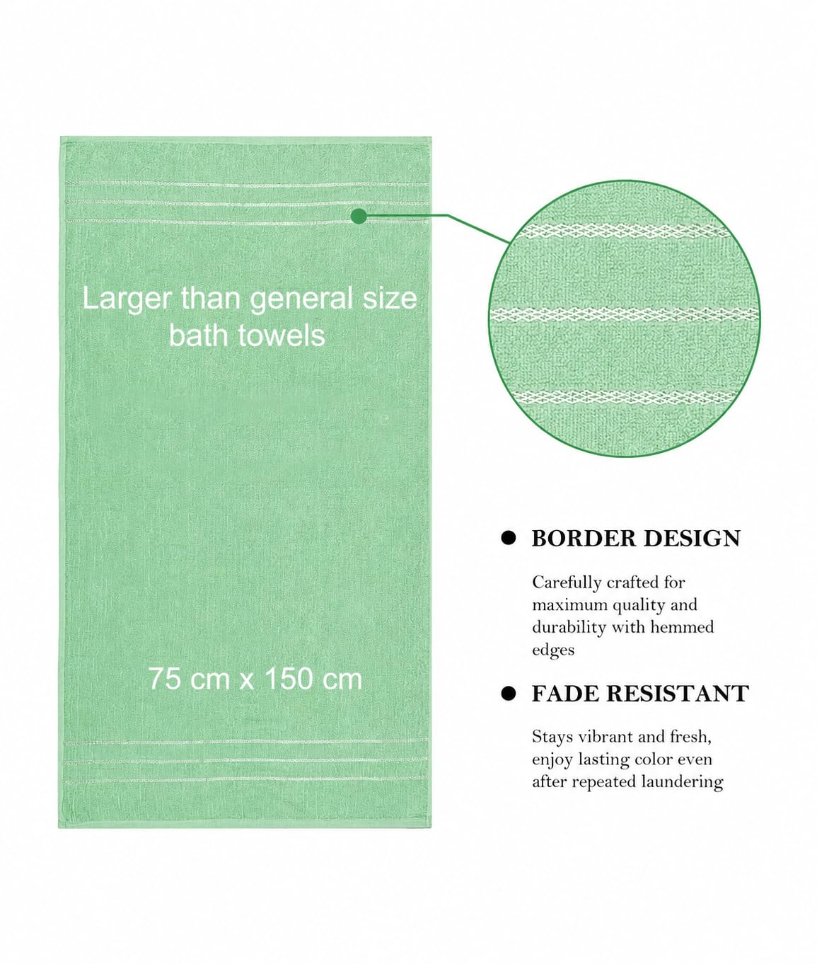 Cotton Bath Towel 75x150 cm | Soft Absorbent Quick-Dry Towel