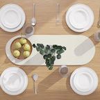 Table Runner Oval, Linen Textured Table Runner for Dining Table, 30x91 cm Farmhouse Boho Table Decor for Home Kitchen, Everyday Wedding Party Holiday Table Setting (Beige & Off-White)