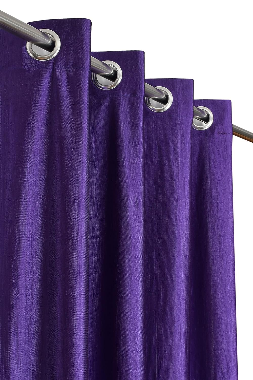 Long Crush Plain Curtain with Eyelet Rings | Solid Color Polyester Curtain for Window & Door | Semi Transparent Curtain for Bedroom, Living Room, Balcony & Home Decor (Blue, Door)