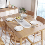 Table Runner Oval, Linen Textured Table Runner for Dining Table, 30x91 cm Farmhouse Boho Table Decor for Home Kitchen, Everyday Wedding Party Holiday Table Setting (Beige & Off-White)