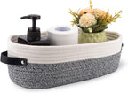 Woven Storage Basket for Home Organization | Rectangular Rope Basket with Leather Handle | Multipurpose Organizer for Bathroom, Bedroom, Shelves & Countertop | 13 x 6 x 4 In | Pack of 1