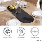 Table Runner Oval, Linen Textured Table Runner for Dining Table, 30x91 cm Farmhouse Boho Table Decor for Home Kitchen, Everyday Wedding Party Holiday Table Setting (Beige & Off-White)