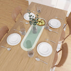 Table Runner Oval, Linen Textured Table Runner for Dining Table, 30x91 cm Farmhouse Boho Table Decor for Home Kitchen, Everyday Wedding Party Holiday Table Setting (Beige & Off-White)