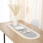 Table Runner Oval, Linen Textured Table Runner for Dining Table, 30x91 cm Farmhouse Boho Table Decor for Home Kitchen, Everyday Wedding Party Holiday Table Setting (Beige & Off-White)