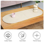Table Runner Oval, Linen Textured Table Runner for Dining Table, 30x91 cm Farmhouse Boho Table Decor for Home Kitchen, Everyday Wedding Party Holiday Table Setting (Beige & Off-White)