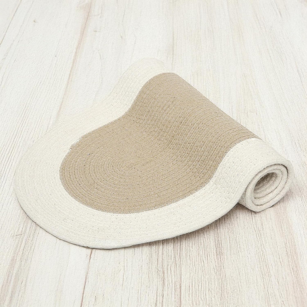 Table Runner Oval, Linen Textured Table Runner for Dining Table, 30x91 cm Farmhouse Boho Table Decor for Home Kitchen, Everyday Wedding Party Holiday Table Setting (Beige & Off-White)