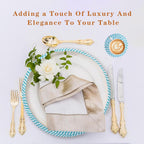 Cotton Round Braided Placemats & Coasters Set, Beige | 6 Placemats (30 cm) + 6 Coasters (11 cm) | Heat Resistant, Eco-Friendly, Easy to Clean | Includes Storage Box (Blue)