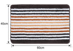 Striped Bath Mat for Bathroom Floor | Soft Absorbent Anti-Skid Bath Rug | Quick Dry Washable Floor Mat | Grey, Blue & Beige | 40x60 cm (Blue)