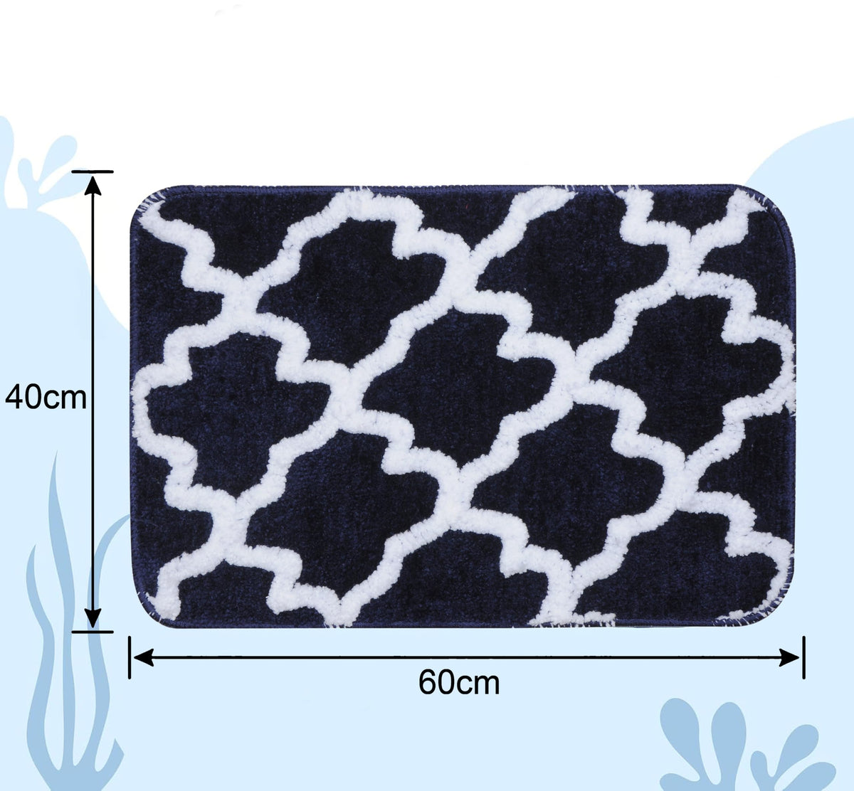 Microfiber Bath Mat 40x60 cm, Blue | Soft, Anti-Slip, Pack of 1