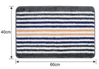 Striped Bath Mat for Bathroom Floor | Soft Absorbent Anti-Skid Bath Rug | Quick Dry Washable Floor Mat | Grey, Blue & Beige | 40x60 cm (Blue)