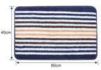 Striped Bath Mat for Bathroom Floor | Soft Absorbent Anti-Skid Bath Rug | Quick Dry Washable Floor Mat | Grey, Blue & Beige | 40x60 cm (Blue)