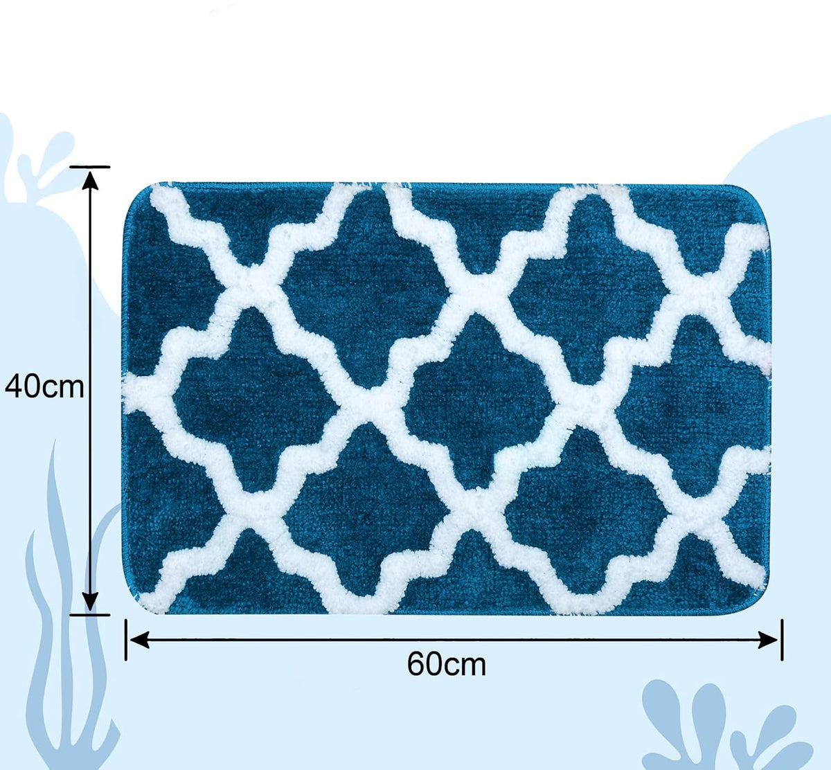 Microfiber Bath Mat 40x60 cm, Blue | Soft, Anti-Slip, Pack of 1