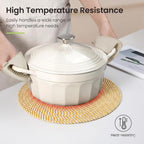 Cotton Round Braided Placemats & Coasters Set, Beige | 6 Placemats (30 cm) + 6 Coasters (11 cm) | Heat Resistant, Eco-Friendly, Easy to Clean | Includes Storage Box (Blue)