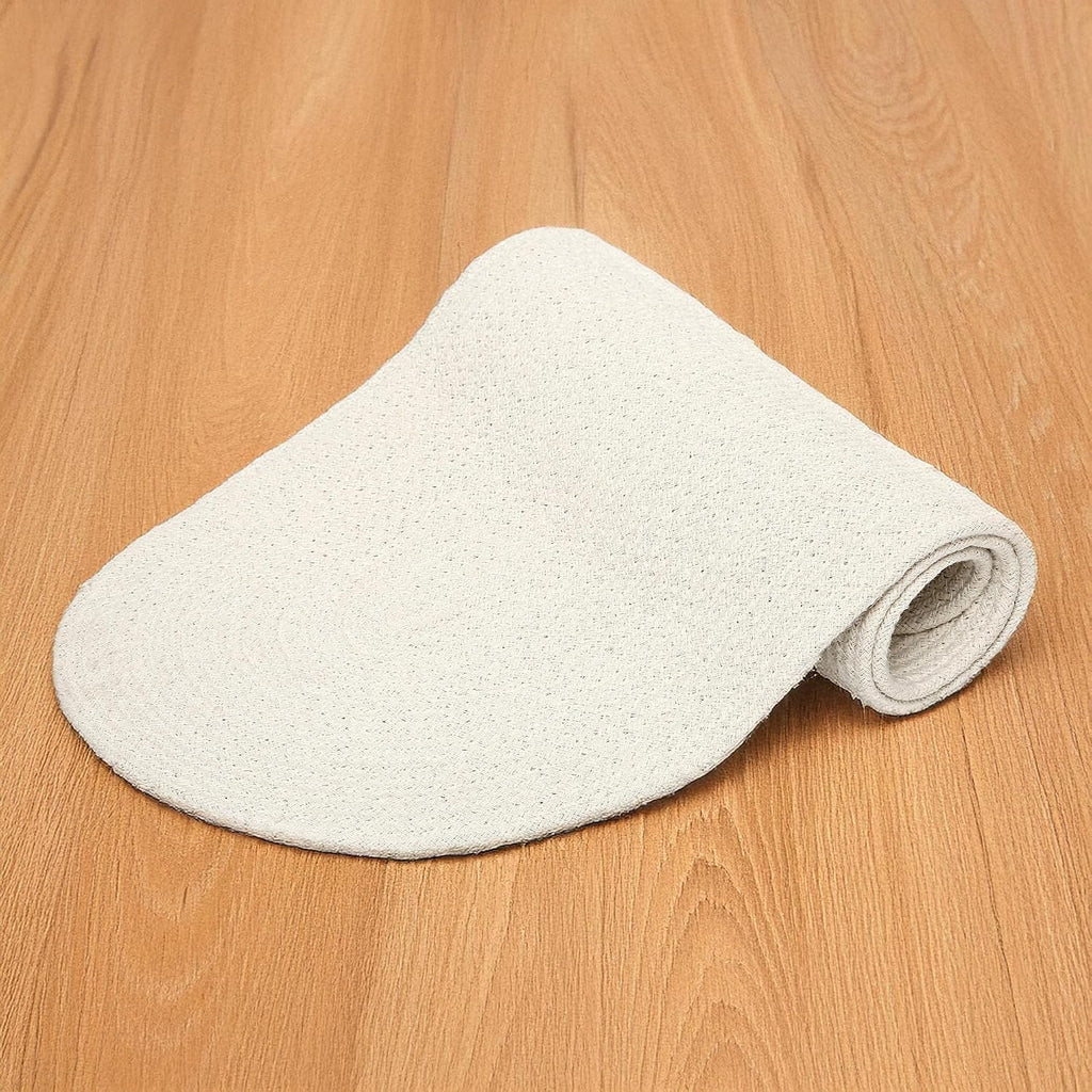 Table Runner Oval, Linen Textured Table Runner for Dining Table, 30x91 cm Farmhouse Boho Table Decor for Home Kitchen, Everyday Wedding Party Holiday Table Setting (Beige & Off-White)