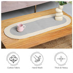Table Runner Oval, Linen Textured Table Runner for Dining Table, 30x91 cm Farmhouse Boho Table Decor for Home Kitchen, Everyday Wedding Party Holiday Table Setting (Beige & Off-White)