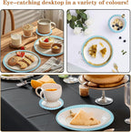 Cotton Round Braided Placemats & Coasters Set, Beige | 6 Placemats (30 cm) + 6 Coasters (11 cm) | Heat Resistant, Eco-Friendly, Easy to Clean | Includes Storage Box (Blue)
