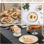 Cotton Round Braided Placemats & Coasters Set, Beige | 6 Placemats (30 cm) + 6 Coasters (11 cm) | Heat Resistant, Eco-Friendly, Easy to Clean | Includes Storage Box (Blue)